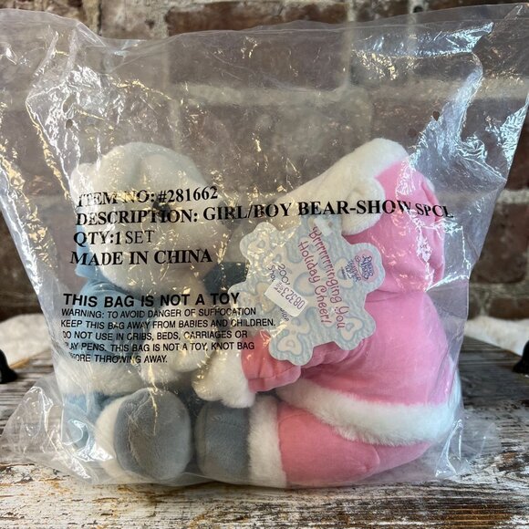 NEW Vintage Precious Moments Tender Tails Pink & Blue Polar Bears - Picture 2 of 8